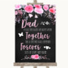 Chalk Style Watercolour Pink Floral Dad Walk Down The Aisle Wedding Sign