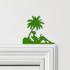 Door Topper Woman Relaxing Palm Tree Beach Cocktail Various Colours Decor Sign