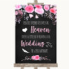 Chalk Style Watercolour Pink Floral Heaven Loved Ones Personalised Wedding Sign