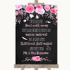 Chalk Style Watercolour Pink Floral In Loving Memory Personalised Wedding Sign