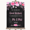 Chalk Style Watercolour Pink Floral Blow Bubbles Personalised Wedding Sign