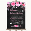 Chalk Style Watercolour Pink Floral No Phone Camera Unplugged Wedding Sign