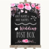 Chalk Style Watercolour Pink Floral Card Post Box Personalised Wedding Sign