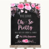Chalk Style Watercolour Pink Floral Toilet Get Out and Dance Wedding Sign