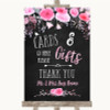 Chalk Style Watercolour Pink Floral Cards and Gifts Table Wedding Sign