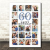 Photo Collage 60th Birthday Custom Gift For Friend 20-Photo Print Or Canvas
