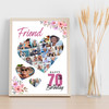 Photo Collage 70th Birthday Gift For Friend 19-Photo Floral Print Or Canvas