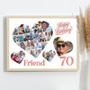 Photo Collage 70th Birthday Gift For Friend 20-Photo Hearts Print Or Canvas