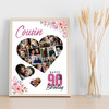 Photo Collage 90th Birthday Gift For Cousin 19-Photo Floral Print Or Canvas