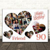 Photo Collage 90th Birthday Gift For Friend 20-Photo Hearts Print Or Canvas