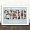 Photo Collage Blue Birthday Gift For Dad 34-Photo Year 2006 Print Or Canvas