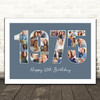 Photo Collage Blue Birthday Gift For Him 22-Photo Year 1975 Print Or Canvas