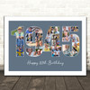 Photo Collage Blue Birthday Gift For Him 25-Photo Year 1945 Print Or Canvas