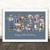 Photo Collage Blue Birthday Gift For Him 26-Photo Year 1925 Print Or Canvas Photo Collage Blue Birthday Gift For Him 26-Photo Year 1925 Print Or Canvas