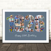 Photo Collage Blue Birthday Gift For Him 27-Photo Year 1926 Print Or Canvas