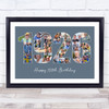 Photo Collage Blue Birthday Gift For Him 27-Photo Year 1926 Print Or Canvas