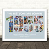 Photo Collage Blue Birthday Gift For Son 23-Photo Year 1955 Print Or Canvas