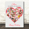 Photo Collage Mums Birthday Gift For Mum 16-Photo Red Heart Print Or Canvas