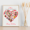Photo Collage Mums Birthday Gift For Mum 16-Photo Red Heart Print Or Canvas