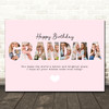 Photo Collage Pink 7-Photo Birthday Custom Gift For Grandma Print Or Canvas