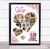 Photo Collage 16th Birthday Gift For Sister 19-Photo Floral Print Or Canvas Photo Collage 16th Birthday Gift For Sister 19-Photo Floral Print Or Canvas