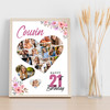 Photo Collage 21st Birthday Gift For Cousin 19-Photo Floral Print Or Canvas