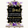 Gold & Purple Stripes Sign a Heart Personalised Wedding Sign