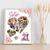 Photo Collage 21st Birthday Gift For Sister 19-Photo Floral Print Or Canvas Photo Collage 21st Birthday Gift For Sister 19-Photo Floral Print Or Canvas