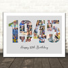 Photo Collage 25-Photo Birthday Gift For Him Grey Year 1945 Print Or Canvas