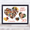 Photo Collage 30th Birthday Gift For Cousin 20-Photo Hearts Print Or Canvas