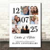 Photo Collage Wedding Anniversary Gift 6-Photo Wedding Date Print Or Canvas
