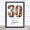 Photo Collage 30th Birthday Gift For Her 18-Photo 30 White Print Or Canvas