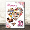 Photo Collage 30th Birthday Gift For Mummy 19-Photo Floral Print Or Canvas