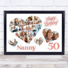 Photo Collage 50th Birthday Gift For Nanny 20-Photo Hearts Print Or Canvas Photo Collage 50th Birthday Gift For Nanny 20-Photo Hearts Print Or Canvas
