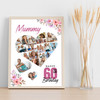 Photo Collage 60th Birthday Gift For Mummy 19-Photo Floral Print Or Canvas