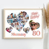 Photo Collage 80th Birthday Gift For Mummy 20-Photo Hearts Print Or Canvas
