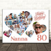 Photo Collage 80th Birthday Gift For Nanna 20-Photo Hearts Print Or Canvas Photo Collage 80th Birthday Gift For Nanna 20-Photo Hearts Print Or Canvas