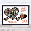 Photo Collage 90th Birthday Gift For Mummy 20-Photo Hearts Print Or Canvas