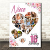 Photo Collage 16th Birthday Gift For Niece 19-Photo Floral Print Or Canvas