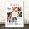 Photo Collage 21st Birthday Gift For Cousin 6-Photo Purple Print Or Canvas