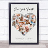 Photo Collage Personalised Gift For New Baby 16-Photo Grey Heart Print Or Canvas