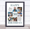 Photo Collage 30th Birthday Personalised Gift For Nephew 6-Photo Print Or Canvas