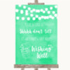Mint Green Watercolour Lights Wishing Well Message Personalised Wedding Sign