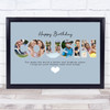 Photo Collage Blue 6-Photo Birthday Personalised Gift For Cousin Print Or Canvas