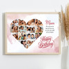 Photo Collage Mum Birthday Personalised Gift 14-Photo Heart Pink Print Or Canvas