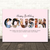 Photo Collage Pink 6-Photo Birthday Personalised Gift For Cousin Print Or Canvas