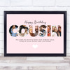 Photo Collage Pink 6-Photo Birthday Personalised Gift For Cousin Print Or Canvas