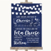 Navy Blue Watercolour Lights Cheesecake Cheese Song Personalised Wedding Sign