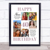 Photo Collage 40th Birthday Personalised Gift For Niece 6-Photo Print Or Canvas