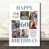 Photo Collage 60th Birthday Personalised Gift For Daddy 6-Photo Print Or Canvas